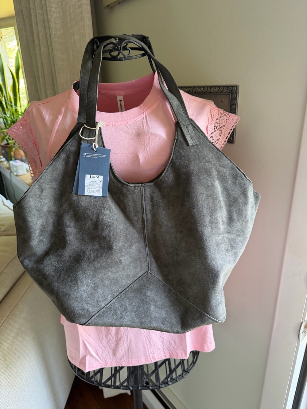 Universal Thread Gray Suede-Look Tote